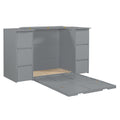 Twin Size Murphy Bed With Drawers, Cabinets And Usb Ports,Gray Twin Gray Mdf Lvl