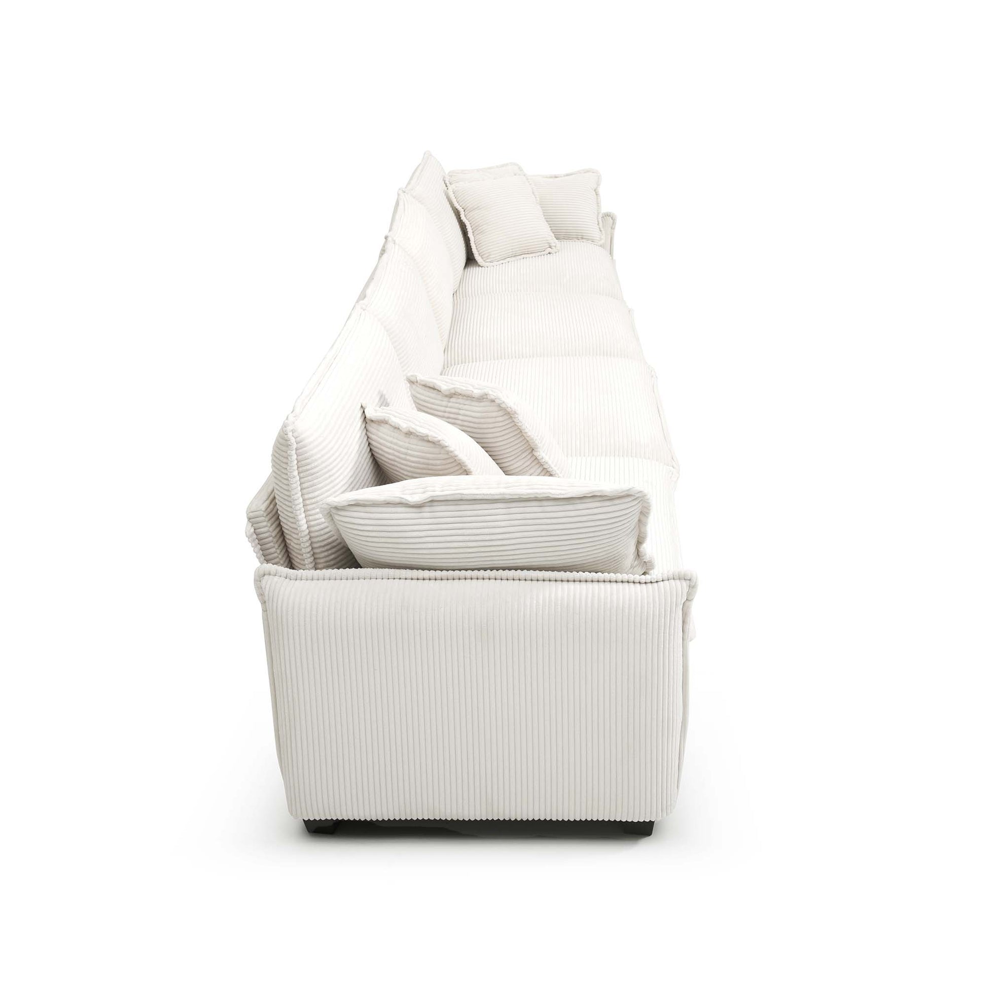 Corduroy Sofamodern Upholstered 4 Seater Corduroy Fabric Sofaoffice Living Room Apartment Comfortable Sofa, Easy To Assemble With 2 Arm Pillows And 4 Throw Pillows Beige Corduroy 4 Seat