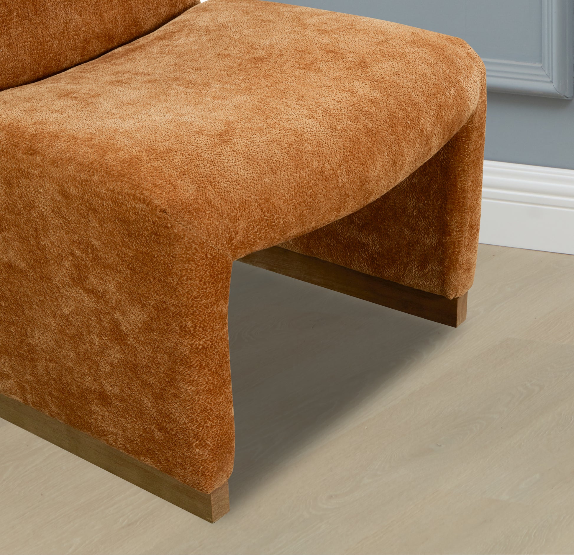 Comfy Accent Chair, Upholstered Slipper Chair, Armless Chair With Wood Legs And Soft Fabric For Living Room, Bedroom, Orange Orange Foam Wood Fabric