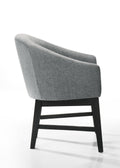 Haven Set Of 2 Gray Fabric Barrel Dining Chair With Black Finish Legs Gray Wood Fabric