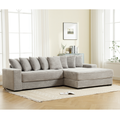 Arrived Oversized Two Piece Couches, L Shaped Sofa, Corduroy, Right Chaise Daybed,With Armrests,Eight Throw Pillows,Corner Sofa,Easy To Assemble, Gray Gray Polyester Wood Primary Living Space Medium Soft Pillow Back Modern Square Arms Wood 3 Seat