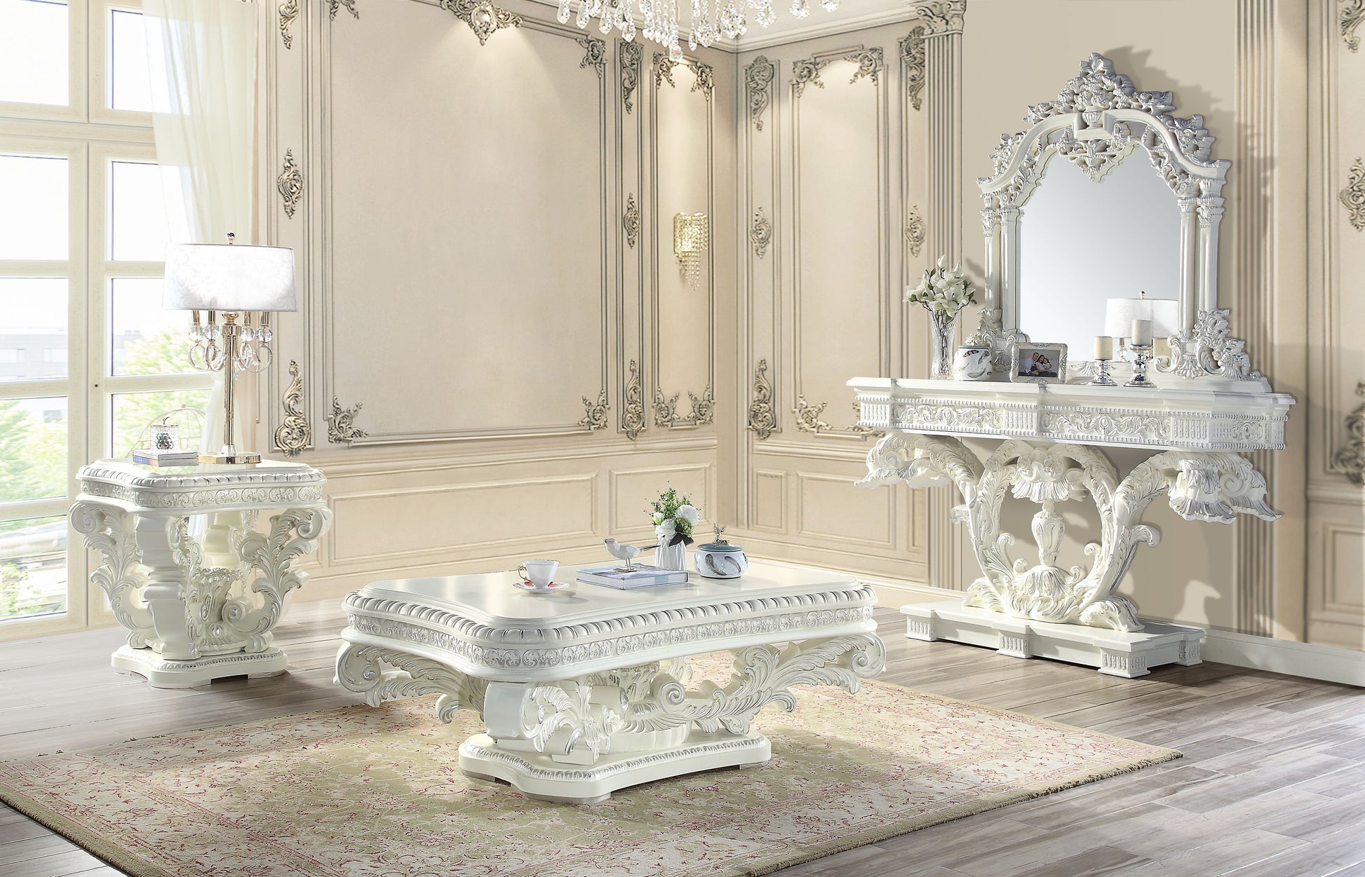 Antique White Square End Table Antique White Primary Living Space Wood Plastic Pedestal