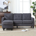 Velvet Sectional Couchl Shaped Sofa With Ottoman For Small Apartment Dark Gray Velvet 3 Seat