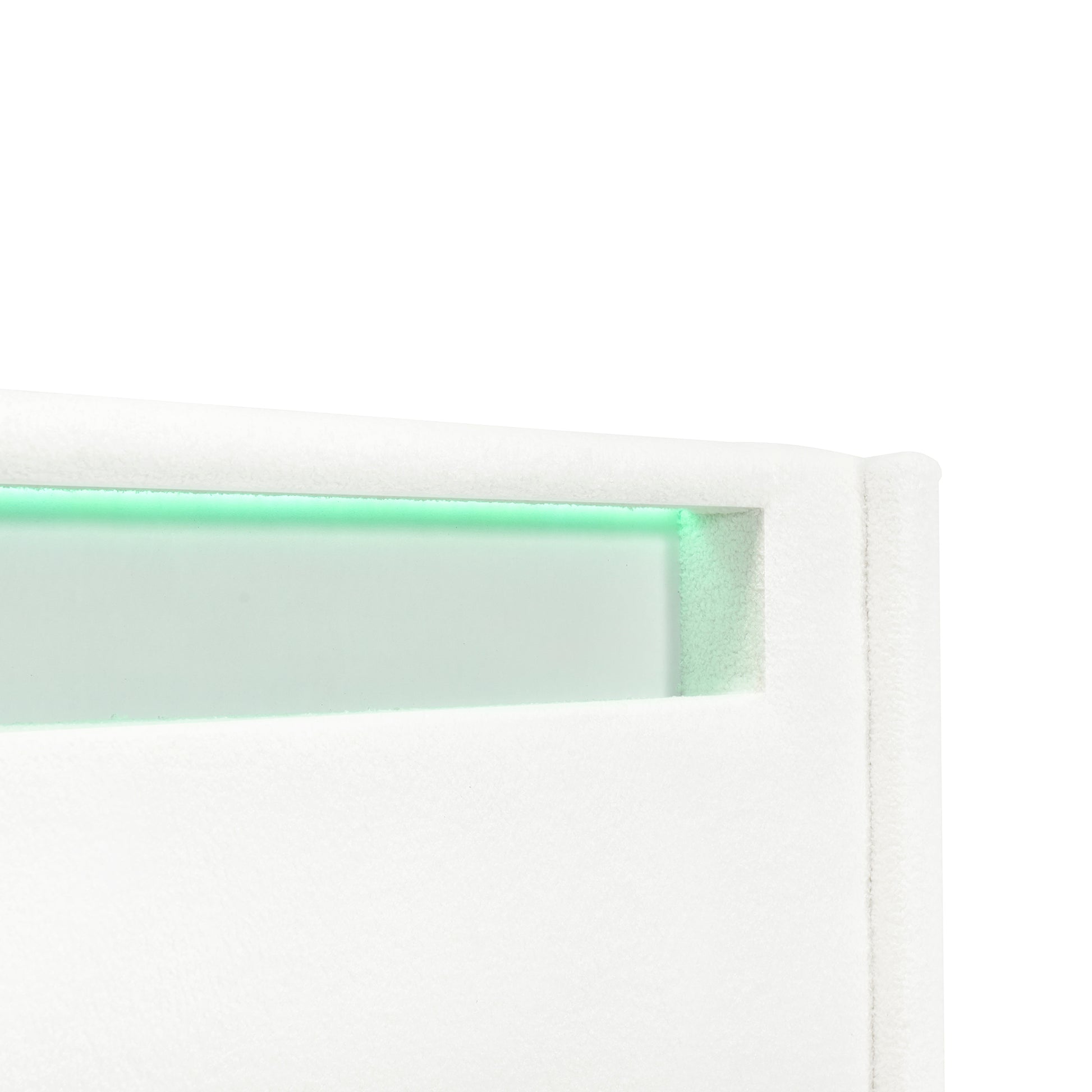 Queen Size Upholstered Platform Bed With Led Frame, With Twin Xl Size Trundle And 2 Drawers, Teddy Fleece, White White Fleece