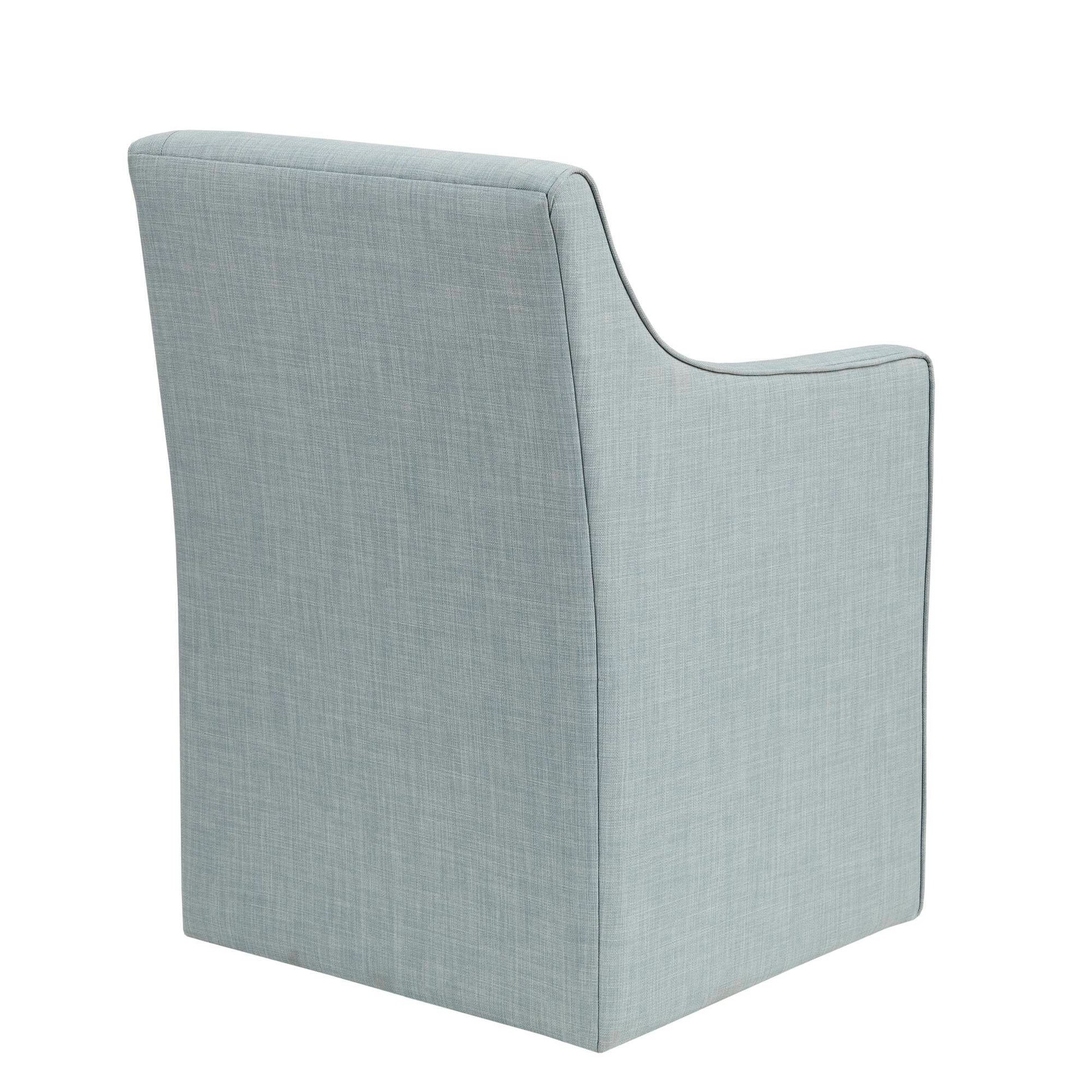 Skirted Dining Arm Chair With Casters Blue Wood