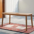Nilen 59 Inch Dining Table, Natural Brown Acacia Wood, Slatted Surface Brown Acacia Wood