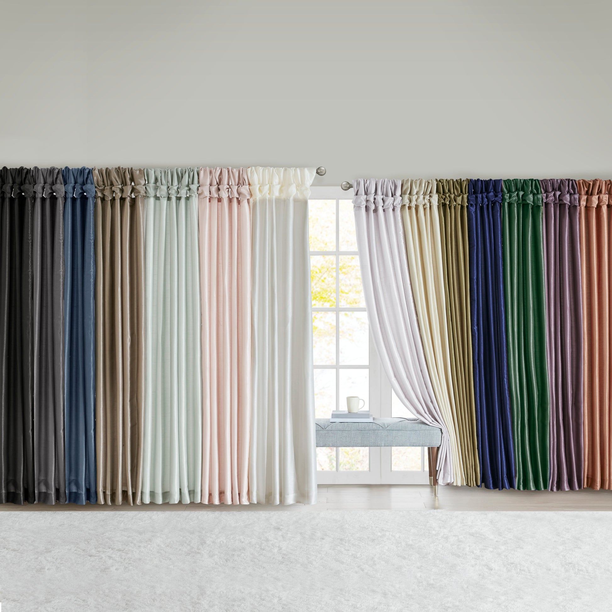 Twist Tab Lined Window Curtain Panel Green 50X84" Green Polyester