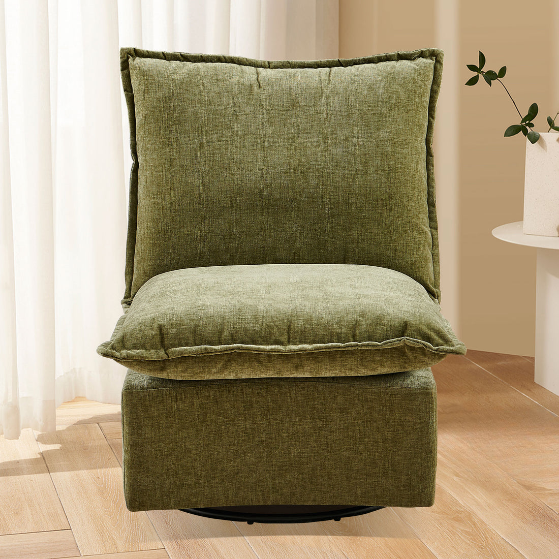 Detachable Green Chenille Single 360 Swivel Rocking Rocker,360 Swivel Sofa Chair & Single Sofa Lounge, Comfortable Seating For Living Room & Bedroom,Green Sofa 1Pc Green Primary Living Space Modern Foam Chenille