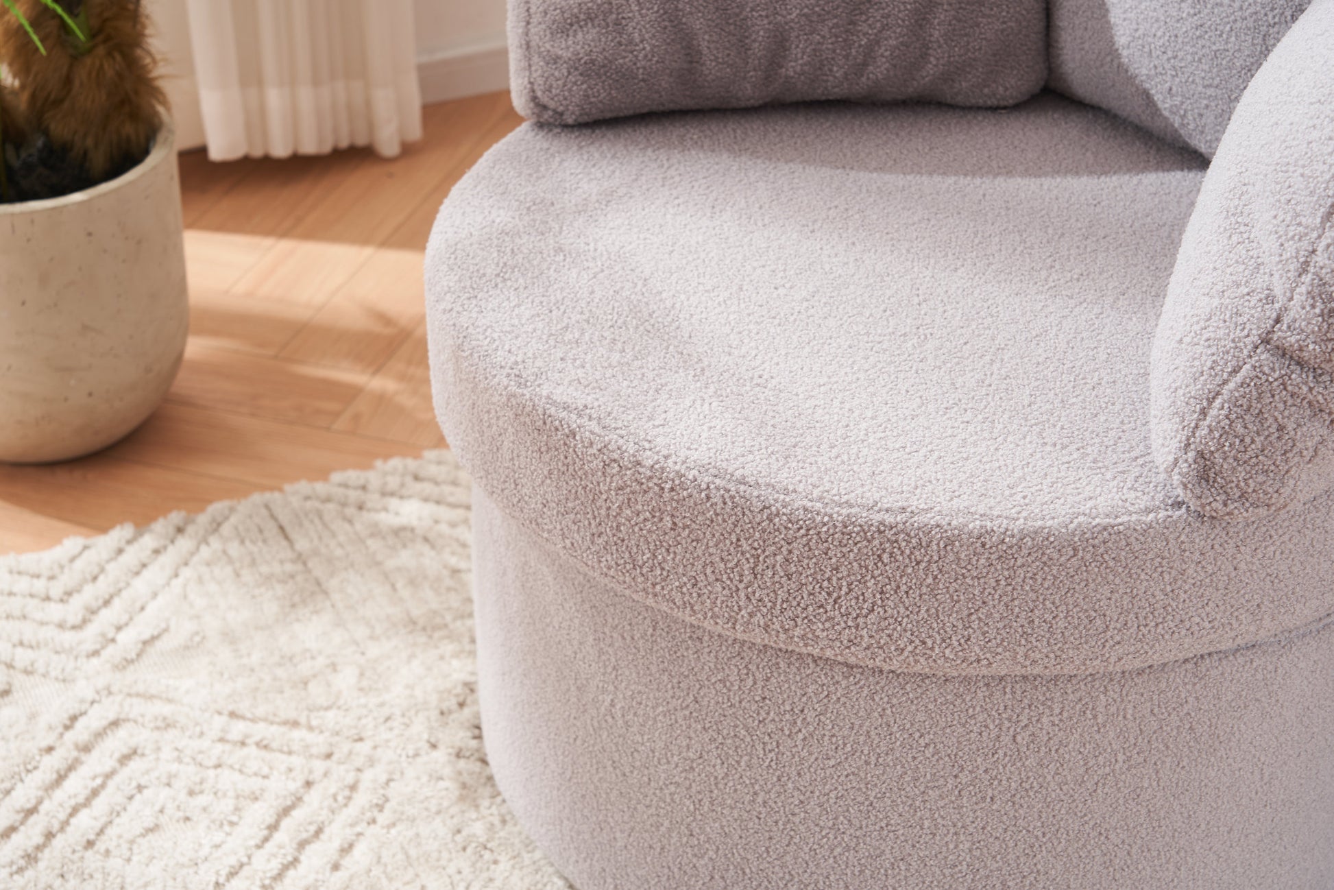029 Teddy Fabric Swivel And Storage Chair With Back Cushion For Living Room,Light Gray Light Gray Primary Living Space Modern Foam Teddy