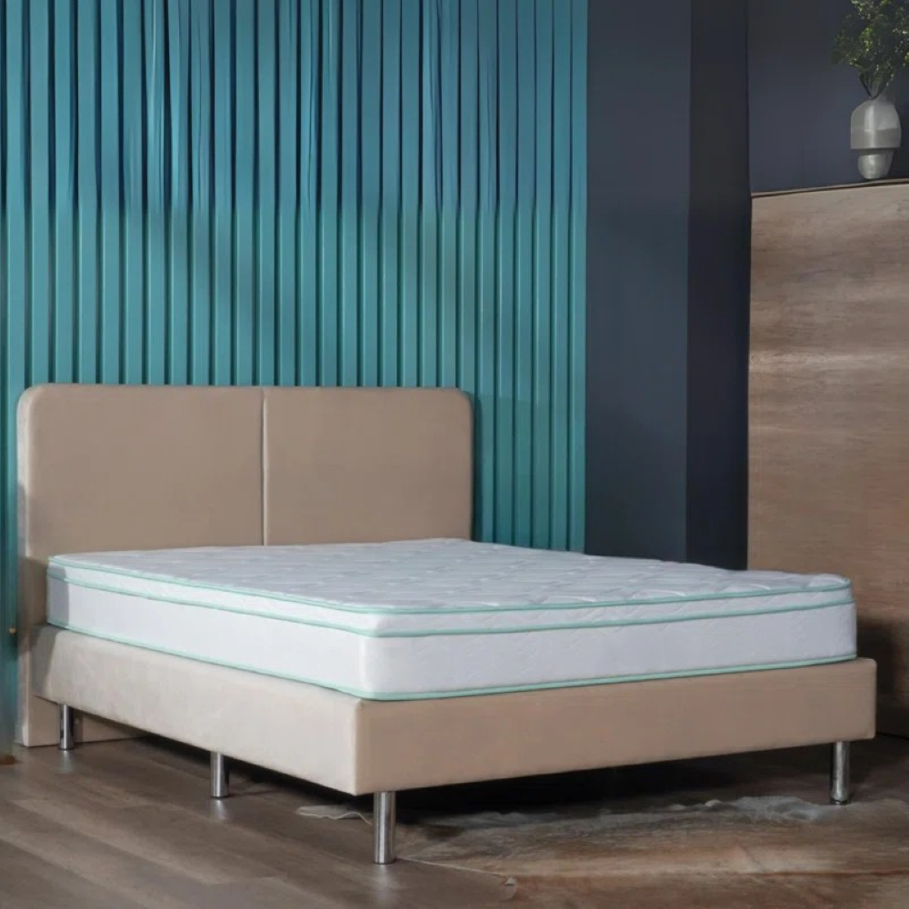 Full Size 8" Medium Cool Gel Memory Foam Innerspring Hybrid Mattress White Green Foam Spring Full