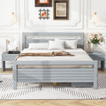 Full Size Wooden Platform Bed With 2 Storage Drawers And 2 Bedside Tables, Gray Full Gray Pine
