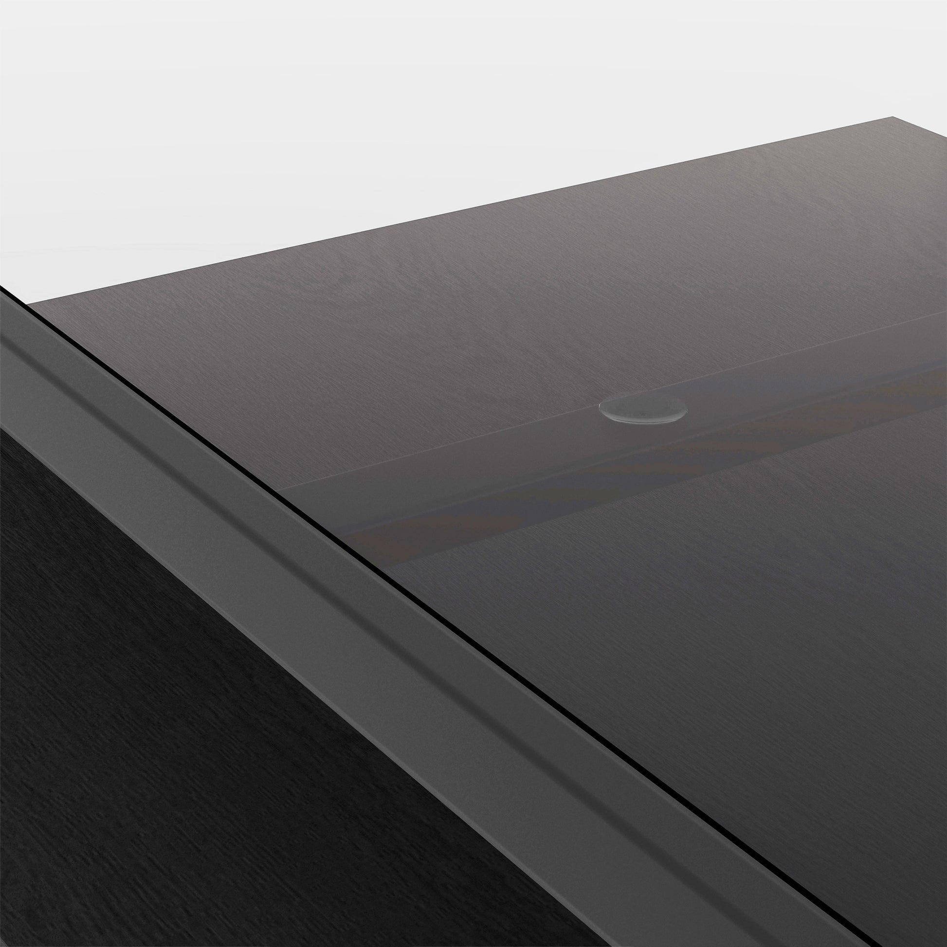 Rectangle Coffee Table With Gray Tempered Glass Top And Black Legs,Modern Table For Living Room Gray Tempered Glass