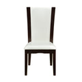 Leather Upholstered Side Chair With Long Back, White And Black, Set Of 2 White Black Leather