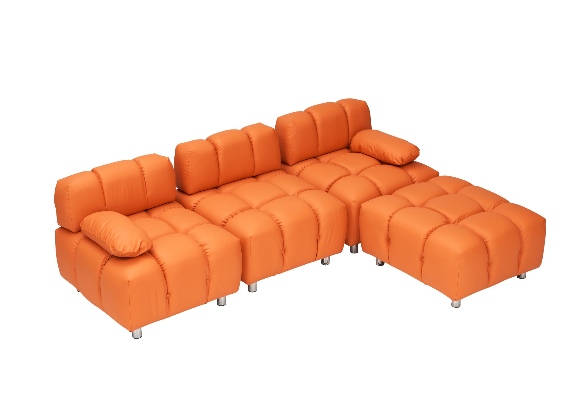 A 90.60 Inch Technology Cloth Orange Sofa, Waterproof, Stain And Cat Scratch Resistant, Can Comfortably Sit In The Apartment Bedroom Without Taking Up Space. Orange Polyester Blend 4 Seat