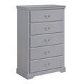 Classic Traditional 1Pc Chest Of 5 Drawers Gray Finish Bedroom Furniture Wooden Gray Wood