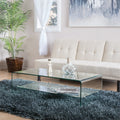 Ramona Glass Coffee Table W Shelf Clear Tempered Glass