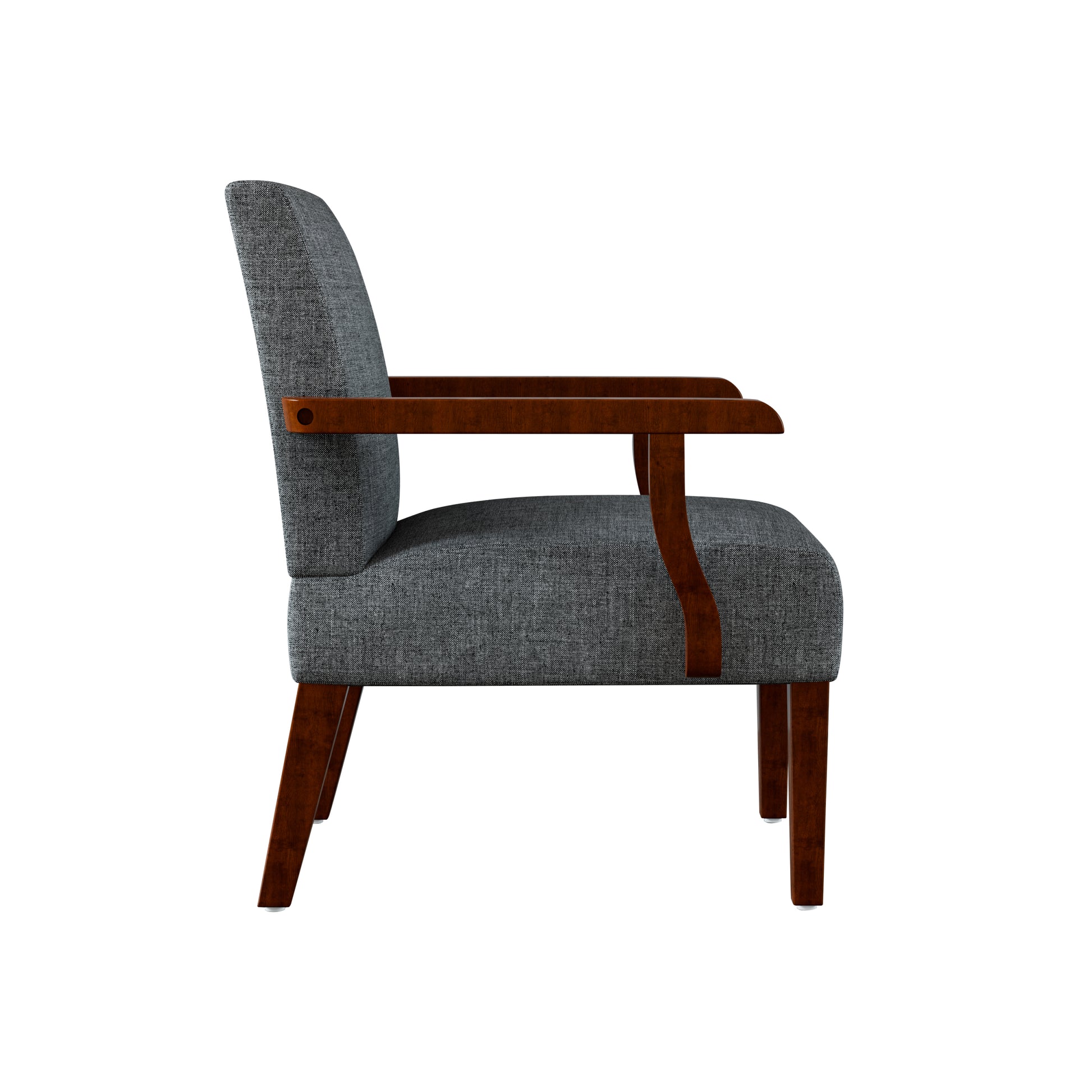 Fabric Accent Arm Chair Set Of 2 With Round Wood Table Grey Fabric