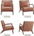 Living Room Accent Arms Bedroom,Office,Apartment, Reading Chair, Single, Faux Leather Brown Brown Wood