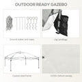 Outsunny 10' X 10' Pop Up Canopy Tent With Netting, Instant Sun Shelter, Tents For Parties, Height Adjustable, With Wheeled Carry Bag And 4 Sand Bags For Outdoor, Garden, Patio, Gray Gray Steel