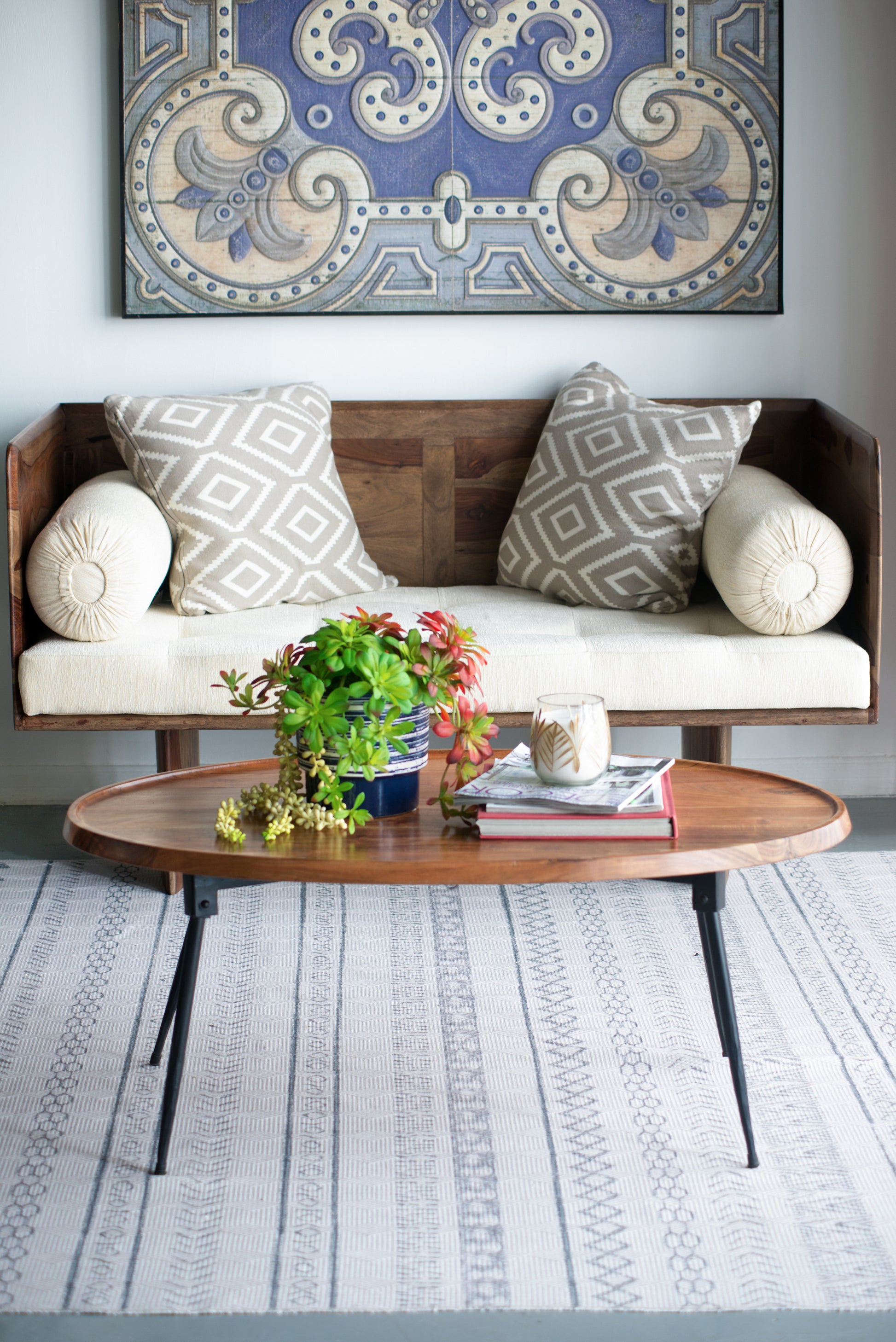 39X26X16" Oval Cofe Table Brown Wood