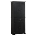 Bathroom Storage Cabinet With Doors And Drawer, Multiple Storage Space, Adjustable Shelf, Black Black Mdf
