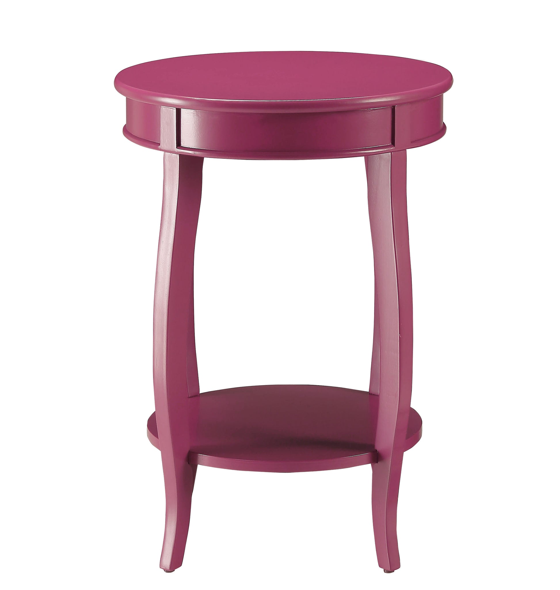 Purple Accent Table With Bottom Shelf Purple Primary Living Space Shelves Round Solid Wood Mdf