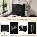 36 Inch Traditional Bathroom Vanity With Resin Sink Combo Set, Black Bathroom Cabinet With Two Doors And Four Drawers Black Bathroom Solid Wood Mdf Resin