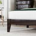Queen Size Rubber Wooden, Solid Wooden Bed With Rattan Headboard, Enhanced By Support Feet,Espresso Queen Espresso Rubber Wood