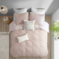 3 Piece Cotton Jacquard Duvet Cover Set Queen Pink Cotton
