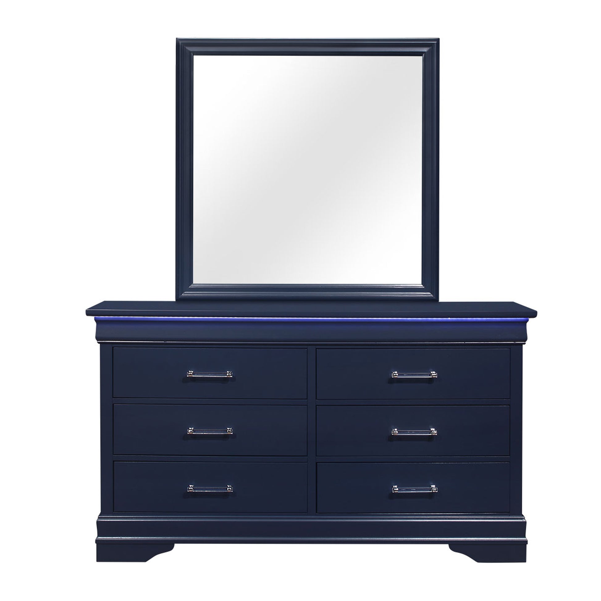 Charlston Blue Mirror Blue Solid Wood Mdf