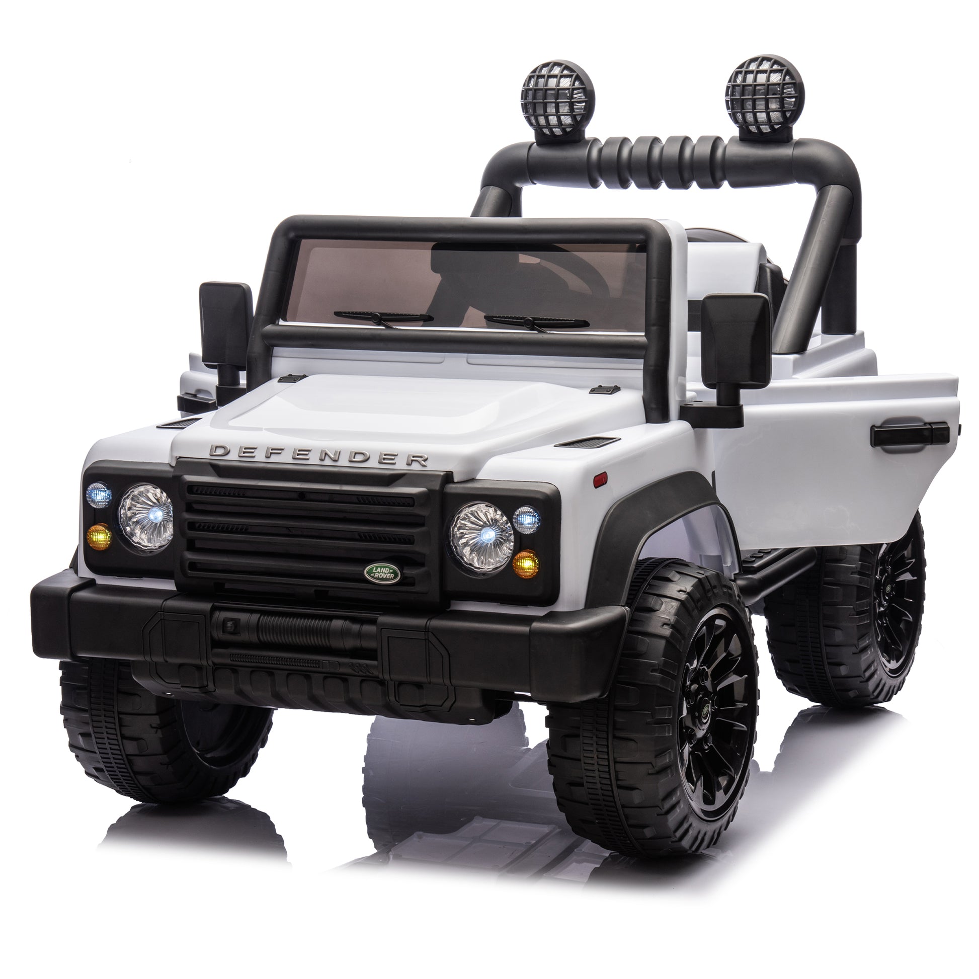 Licensed Land Rover Defender Volta 5008 24V Kids Ride On Car W Parents Control,2Wd,Four Wheel Suspension,Bluetooth,Mp3,Music,Adjustable Volume,Power Display,Led Lights,Speeds 1.86 3.11Mph For Kids 3 7 White Polypropylene