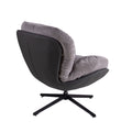 360 Swivel Accent Chair, Modern Chenille Lounge Chair With Faux Leather And Black Metal Base Frame, Comfortable Reading Chair For Small Spaces, Living Room, Bedroom, Reading Corner, Office,Light Gray Black,Light Gray Brown Primary Living Space Art