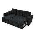 Corduroy Tufted Upholstered Sleeper Sectional Sofa, L Shaped Modular Convertible Sofa With Reversible Storage Chaise, Pull Out Sleep Couch Bed And Reclining Backrest Perfect For Living Space, Black Full Black Corduroy