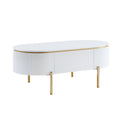 White High Gloss And Gold 1 Shelf Coffee Table White Gold Primary Living Space Drawers Rectangular Wood Metal