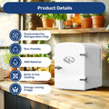 9 Cans Compact Mini Fridge, Warmer And Cooler Portable Refrigerator With Observation, Freon Free & Eco Friendly, 6L With Window, White White Polypropylene