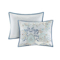 8 Piece Cotton Floral Printed Reversible Comforter Set Blue Queen Queen Blue Cotton