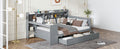 Full Size Wooden Daybed With 3 Drawers, Usb Ports And Deskgray Full Gray Wood