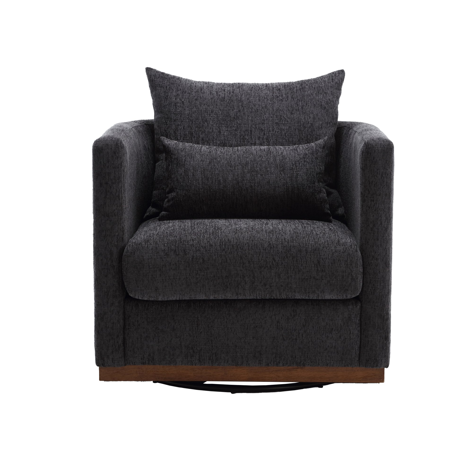 Coolmore Swivel Barrel Chair, Comfy Round Accent Sofa Chair For Living Room, 360 Degree Swivel Barrel Club Chair, Leisure Arm Chair For Nursery, Hotel, Bedroom, Office, Lounge Carbon Black Chenille Carbon Black Primary Living Space Foam Chenille