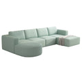 133.84*70.86 Modular Sectional Sofa Sleeper Couch, Sectional Sofa With Chaise And Ottoman, Convertible U Shaped Modular Sofa Set. Compressed Spon, Light Green Combo 2A B C D Light Green Primary Living Space Soft Minimalist,Modern Foam Spring 6 Seat