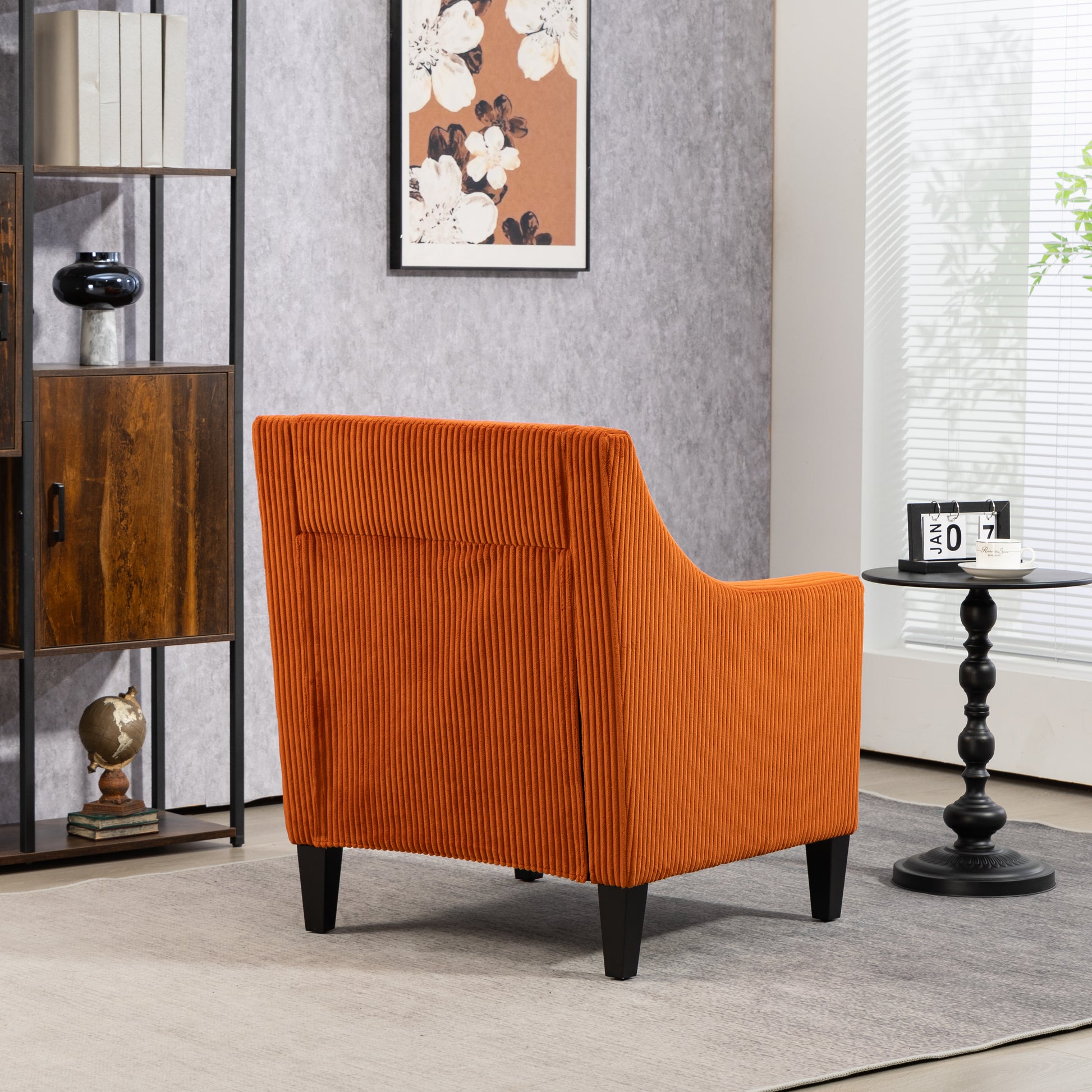 Coolmore Modern Accent Chair,Upholstered Armchair With Scooped Arms For Bedroom,Apartment,Studio,Office,Waiting Room Orange Corduroy Orange Primary Living Space Foam Corduroy