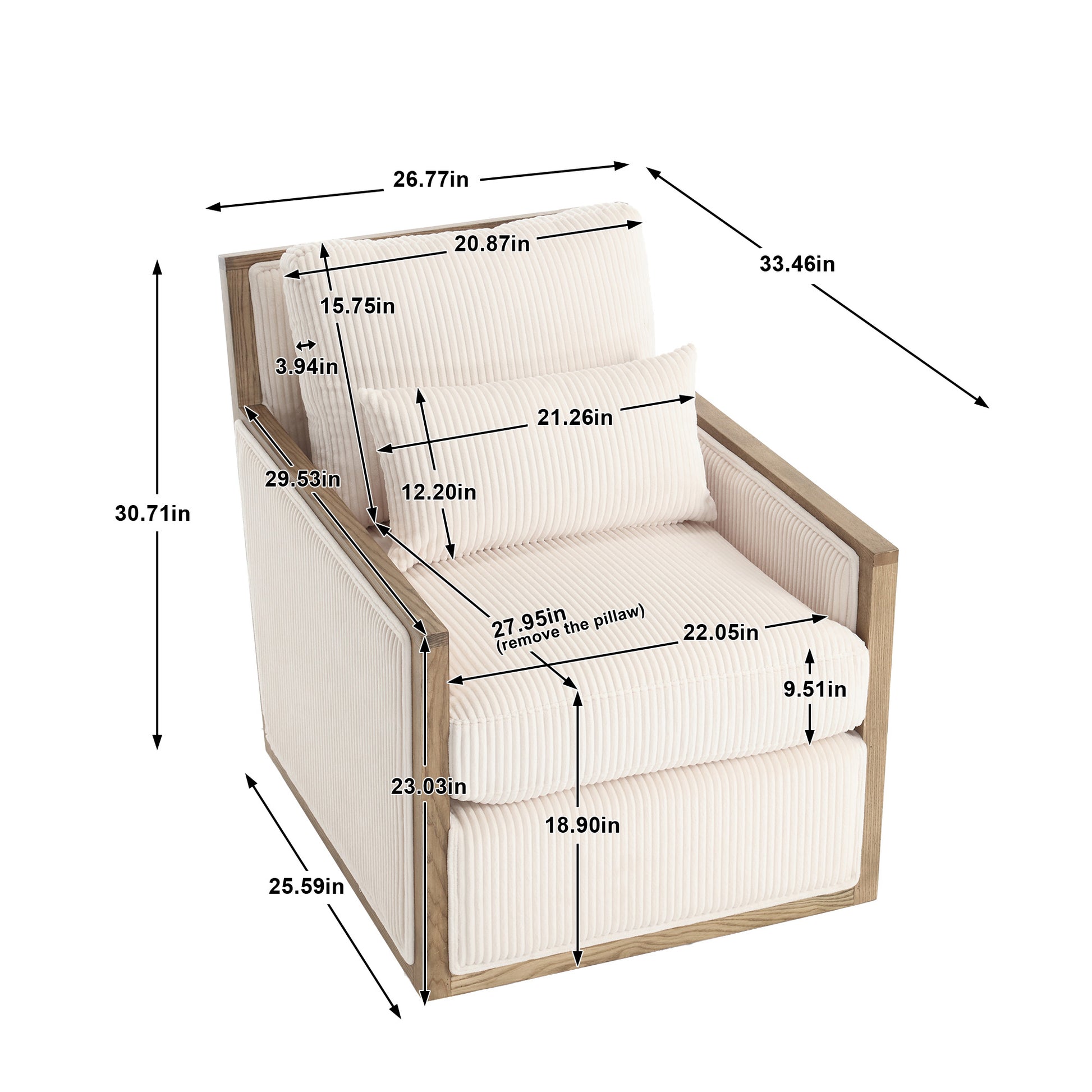 Coolmore Corduroy Swivel Barrel Chair, Comfy Accent Sofa Chair For Living Room, 360 Degree Swivel Barrel Club Chair, Leisure Arm Chair For Nursery, Hotel, Bedroom, Office, Lounge Beige Beige Primary Living Space Foam Corduroy