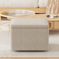Two Piece Set Of Wheeled Dining Chairs, Modern Rolling Dining Chairs, Footstools With Wheels, Suitable For Bedrooms, Reading Rooms, Living Rooms, Beige Linen Chairs Beige Foam Linen