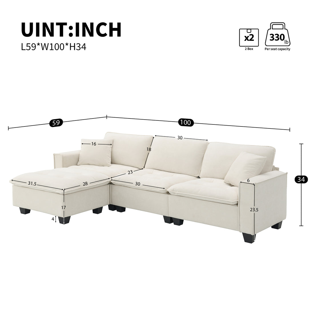 6006A Package Beige Suede 1 Seat