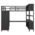 Metal Loft Bed With Wardrobe And L Shaped Desk, Full Size Loft Bed With Storage Cubes And Shelves, Heavy Duty Loft Bed For Kids Teens Adults, Black Pre Sale Date: August 10Th Full Black Metal