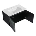 30'' Floating Wall Mounted Bathroom Vanity With Ceramics Sink & Soft Close Cabinet Door, Kd Package Black Bathroom Modern Plywood