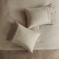 7 Piece Faux Suede Comforter Set Tan Cal King California King Tan Polyester