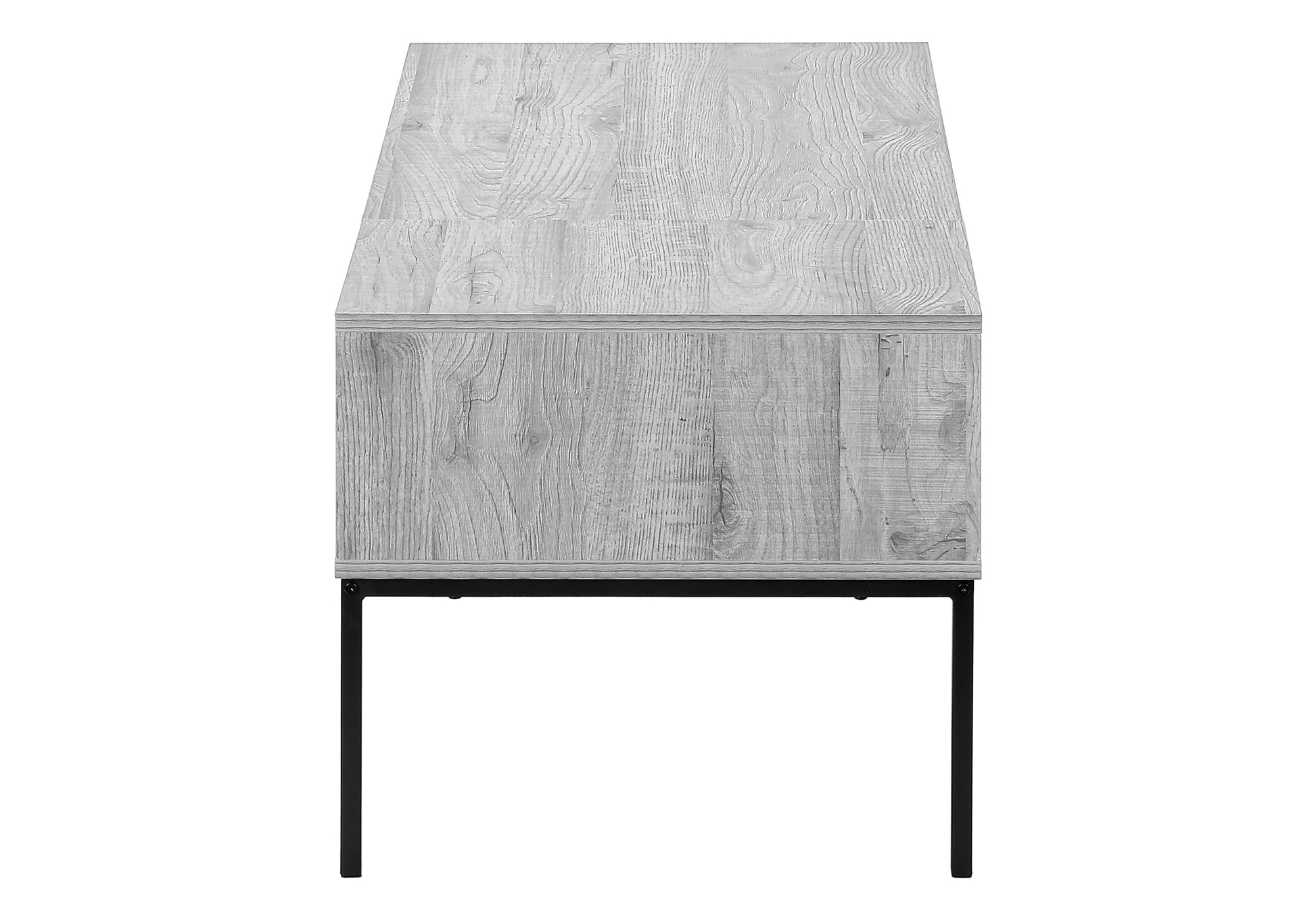 Coffee Table, 42" L, Rectangular, Cocktail, Lift Top, Grey, Black Metal, Contemporary, Modern Grey Particle Board