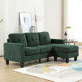 Velvet Sectional Couchl Shaped Sofa With Ottoman For Small Apartment Emerald Velvet 3 Seat