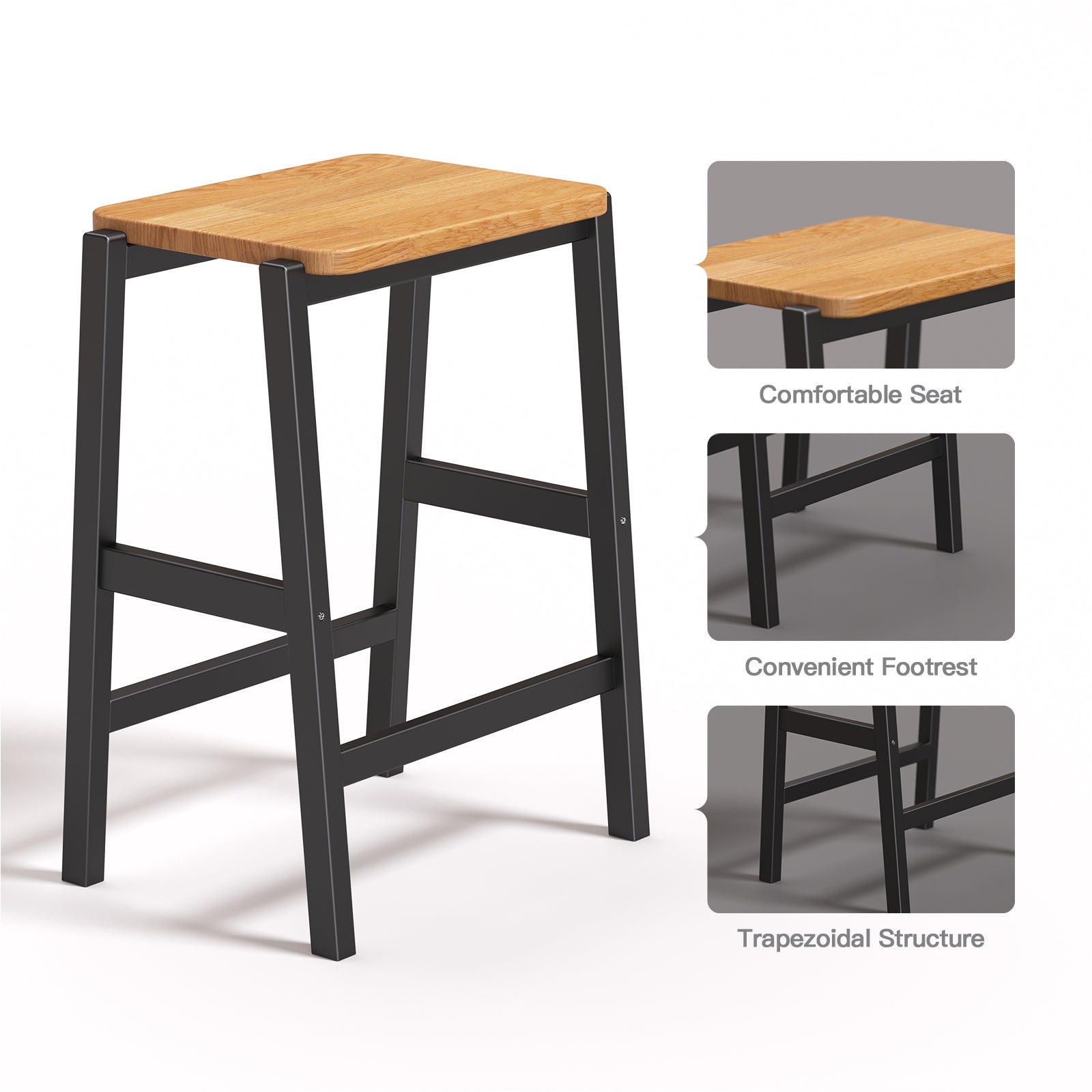 3 Pcs Dining Table Set Rustic Retro Breakfast Table Dining Stools Rubberwood For 2 With Two Open Shelves For Small Space Kitchen Dining Room W69165661 Black Rubber Wood