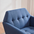 Accent Chairs For Bedroom, Midcentury Modern Accent Arm Chair For Living Room, Linen Fabric Comfy Reading Chair, Tufted Comfortable Sofa Chair, Upholstered Single Sofa Blue Solid Wood